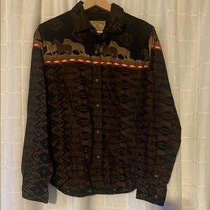 Woman’s Black and Brown Western shirt large bit and bridle